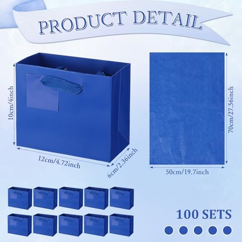 Zhanmai 4.7 x 2.4 x 3.9 Inch 100 Pcs Mini Gift Bags Bulk, Dark Blue - Image 2