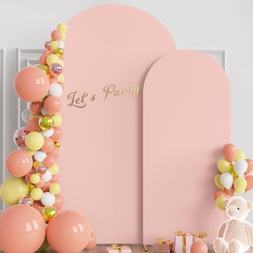 Wokceer Arch Backdrop Cover 7.2FT, 6FT Pale Pink Arch Cover Stretchy - Image 3