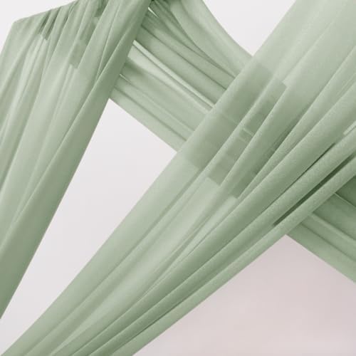 Sheer Gauze Wedding Arch Draping Fabric 29" x 20 FT 4 Panel Sage Green - Image 3