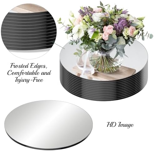 Seelenruhe 12" Round Mirrors for Centerpieces for Tables, Round Mirrors Trays Plates for Centerpieces, Wedding Decorations, Baby Shower Party, Christmas Decorations, 2mm, 12 PCS - Image 2