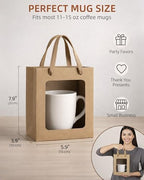 VAGREEZ Gift Bags with Clear Window, Reusable Small Medium Kraft Transparent Window Paper Bags with Handles in Assorted Colors and Bulk Pack for Party, Wedding, Birthday and Small Business, Brown / Small / 30 Pack - Image 3