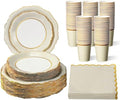 Tioncy 200 Pcs Party Plates Cups Napkins Set Serve 50 Gold,Nude by Tioncy