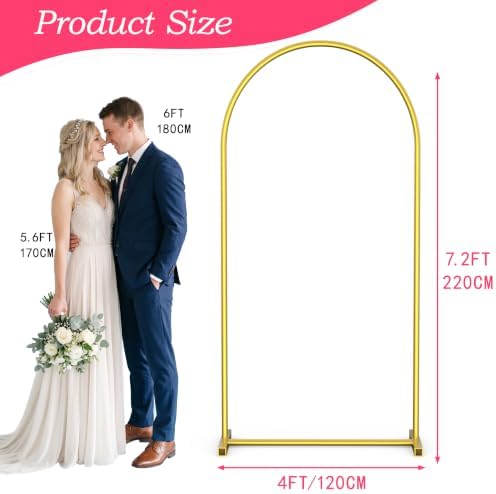 7.2FT Arch Backdrop Stand, Gold Metal Arch Stand for Wedding - Image 3