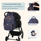 BabbleRoo Extra Large Diaper Bag Backpack, Expandable Baby Bag with Up to 50% More Capacity - Travel Essentials Baby Bag Tote with Changing Pad, Stroller Straps & Pacifier Case - Unisex, Denim Blue - Image 6