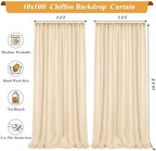Shillance 20x10ft Champagne Chiffon Backdrop Curtain with Lights String for Wedding Sheer Tulle Curtain Photo Backdrops Drapes for Baby Shower Birthday Party Ceremony Decorations - Image 7