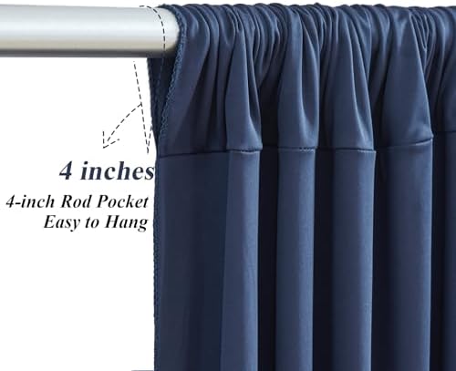 10x10ft Navy Blue Backdrop Curtains with Lights Photo Drapes Wrinkle Free Fabric Backdrop Curtain for Wedding Birthday Party Baby Shower Bridal Shower Home Party Background Decorations - Image 3
