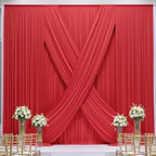 50×12ft Wrinkle Free Red Backdrop Curtain for Wedding Parties,10 Panels 5×12ft Long Soft Silky Polyester Backdrop Drapes Red Photo Back Drop Curtains for Photography Stage Christmas Background Cloth - Image 5