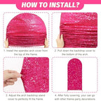 MODFUNS Sequins Arch Cover Hot Pink Spandex Arch Cover 6.6ft Shimmer Arch Cover Spandex Arch Stand Cover 2-Sided Use Stretchy Cover Elegant Wedding Arch Backdrop Cover for Party Banquet Decoration - Image 6