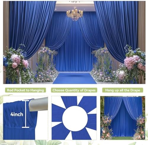 50ft×15ft Royal Blue Backdrop Curtain for Wedding Parties - Image 5