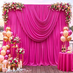 50ft x 10ft Hot Pink Backdrop Curtains, Hot Pink Drapes for Backdrop Fabric - Image 6