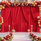 40x10ft Red Backdrop Curtain Panels for Parties - Wrinkle Free Polyester Photo Curtain Backdrop Wedding Back Drop Fabric Drapes for Party Decorations Background for Photography - Image 2