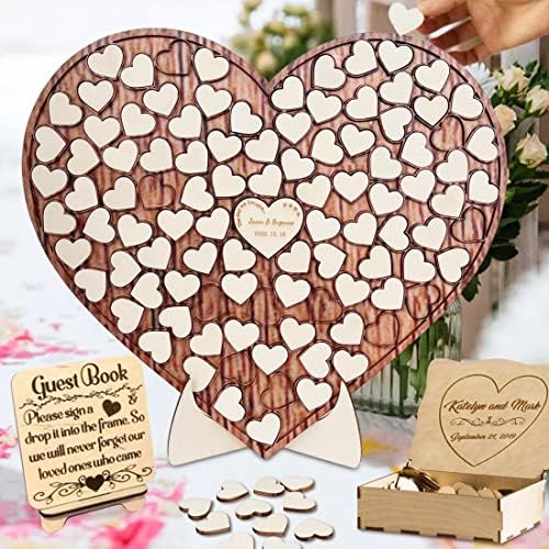 Personalized Wedding Puzzle Guest Book Alternative Custom Wood Heart Jigsaw Guest Book Sign Rustic Guest Book Wedding Decor for Party Engagement Reception Anniversary (A-100) - Image 7