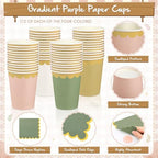 Mimorou 338 Pcs Sage Green and Pink Plates Napkins Cups Flatware Set - Image 5