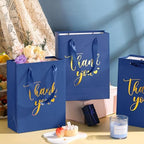 Kolldenn 16 Pcs Thank You Gift Bags Thank You Paper Bags with Handle Wrap Bags Bulk Totes for Birthdays Business Wedding Baby Shower Party Favors(11.81 x 9.84 x 3.94 Inches,Navy Blue) - Image 2