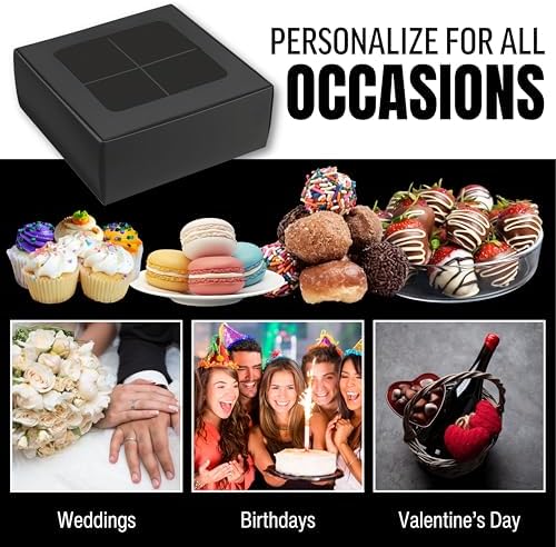 100 pcs Black Mini Cookie Boxes for 4 treats with Window and Dividers, Bakery Boxes, 6 x 6 x 2.4 Inches SMALL Baking Boxes, Square Cookies Box Decorating Supplies for Gift Giving - Image 5