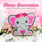 Elephant Baby Shower Guest Book Alternative Drop Box Frame Wood Girl Pink - Image 2