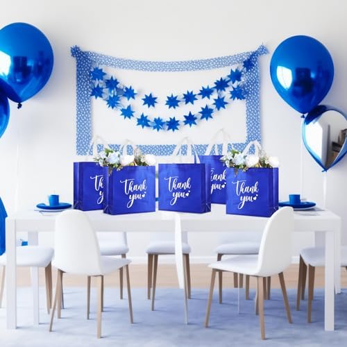 Sweetude 30 Thank You Non Woven Gift Bag, 11 x 12 x 5 Inch, Royal Blue - Image 6