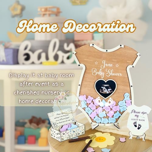 Baby Shower Guest Book Alternative, Onesie Wooden Drop Box Frame - Image 4