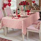 SASTYBALE Jacquard Tablecloth Rectangle, Pink, 60 x 120 Inch - Image 2