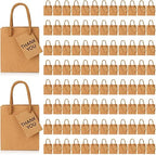 Sherr 100 Pcs Brown Mini Paper Gift Bags with Handles, White Tags by Sherr