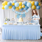 2 Packs Baby Blue Table Clothes for 4 Foot Rectangle Tables, One-Piece Wrinkle Resistant Stretch Spandex Table Covers with Skirt for Event Banquet Wedding Birthday Party - Image 5