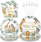 96 Pcs Jungle Safari Baby Shower Decorations for Welcome Baby Serves 24 by Greencian