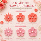 CONFECT Handmade Edible Gum Paste Flower Decorations – Blush Blossom Duo – 60 Piece Assorted Sugar Flower Set with Pearl Centers, Hand Cut Cake Flowers for Cakes, Cupcakes, Cookies & Desserts - Image 3