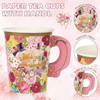 FillTouch 50 Sets Wonderland Paper Tea Cups and Saucers for Tea Party - Image 2