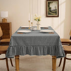 Romanstile Gingham Ruffled Tablecloth Rectangle, 60 x 102 Inch, Black - Image 2
