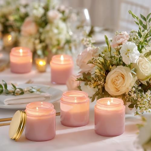 Danmu 3 oz Pink Glass Candle Jars with Gold Lids 24 Pack - Image 4