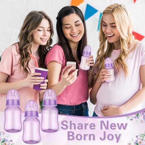 SiliFine 30 Pcs Baby Shower Favor Party Bottle Chug Game, Purple - Image 4