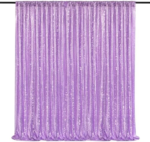 8ft x 8ft Light Purple Sequin Backdrop for Wedding Baby Shower Decorations by QueenDream