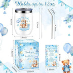 Hoolerry 6 Set Baby Shower Cups, 12oz Stainless Steel Tumbler, Blue Bear - Image 2