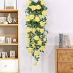 U'Artlines 3 Pack Artificial Yellow Rose Garlands Flower Vines 19.5 ft - Image 4