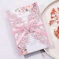 50pcs Pink Quinceanera Invitations Wedding Invites with Butterfly Ribbons by Maffily