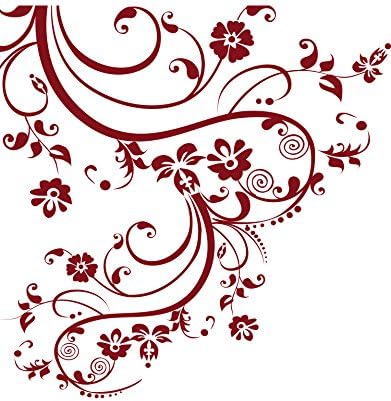 Burgundy Swirl Flower Floral Wall Decal Design. Dark Red. #262A (100in X 29in) #262A - Image 4