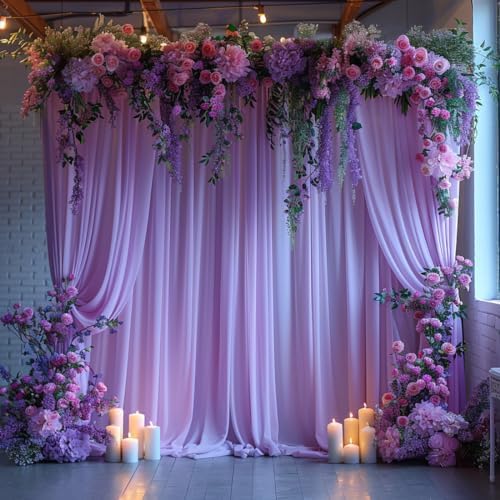 30x10ft Wrinkle Free Lavender Backdrop Curtain for Parties Soft Fabric Drapes Wedding Curtain Backdrop for Birthday Party Decorations Background for Photography 5x10ft,6 Panels by ESGOTBME