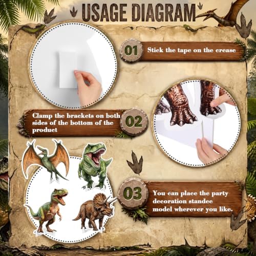 Honoson 4 Pcs 24" to 32" Large Dinosaur Cardboard Cutouts, Realistic Dinosaur Backdrop Standup Yard Signs Birthday Party Decoration for Jungle Dino Theme Photo Booth Props Party Supplies - Image 5