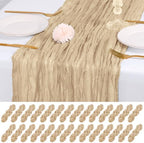 28 Pack Beige Cheesecloth Table Runner 17x108 Inch Semi Sheer Boho Gauze Cheese Cloth Fabric Table Runners, for Wedding Party Baby Shower Birthday Home Decor Garden Farmhouse by Unknown