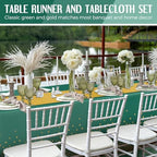 Breling 24 Pack Green and Gold Disposable Tablecloths and Table Runner Set - Image 6