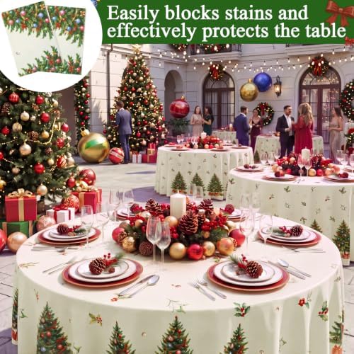 Ganeen 12 Pcs Vintage Colorful Xmas Tablecloth Round Plastic Snowflake - Image 6