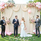 50ft x 12ft Champagne Backdrop Curtains Wrinkle Free Backdrop Curtain for Wedding Parties Fabric Backdrops Drapes Back Drop Cloth Bridal Shower Stage Curtains Wedding Decorations for Reception - Image 2