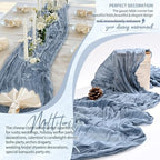 30 Pack Cheesecloth Table Runner 10FT Dusty Blue Table Runner Boho Gauze Cheese Cloth Table Runners Long Rustic Sheer Table Decorations for Wedding Party Baby Bridal Shower Birthday Holiday Home - Image 6