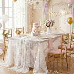 White Lace Tablecloth 60x120Inch Wedding Rectangle Table Overlay 10 Packs by QueenDream
