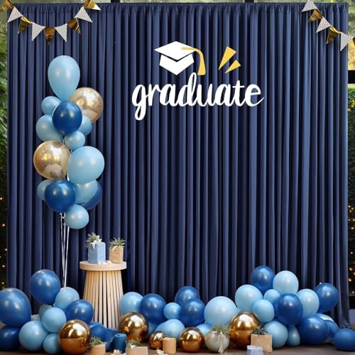 20ft×8ft Wrinkle Free Navy Blue Backdrop Curtains for Parties, 4 Panels 5ft×8ft Thick Silky Polyester Navy Photo Backdrop Drapes for Graduation Party Baby Shower Birthday Wedding Photography - Image 2