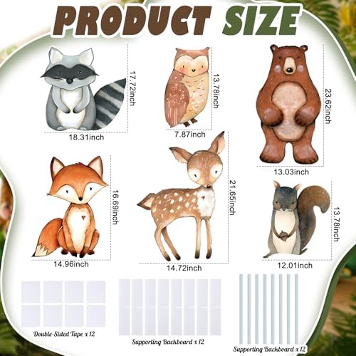 6 Pcs Large Woodland Animal Baby Shower Decoration Forest Animal Birthday Cardboard Cutouts Yard Signs for Birthday Photo Props Zoo Wild Creatures Forest Camp Jungle Party Supplies - Image 4