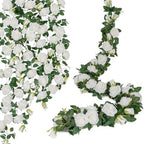 U'Artlines 3 Pack Artificial White Rose Garlands Flower Vines 19.5 ft by UArtlines