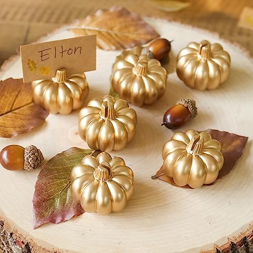Kate Aspen 12pcs Fall Decor Gold Pumpkin Place Card Holder, Place Settings, Perfect for Thanksgiving Table Decor, Fall Themed Weddings, Bridal Brunches (Place Cards Included) by KateAspen
