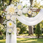 Artificial Flower Combo Box, Milk White Roses & Dahlias with Stems - Image 6