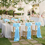 fani Light Bule Satin Chair Straps Bows,60 PCS 7x108 Inch,Chair Sash - Image 7